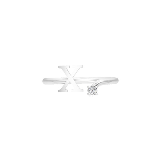 Diamond Initial X Open Ring
