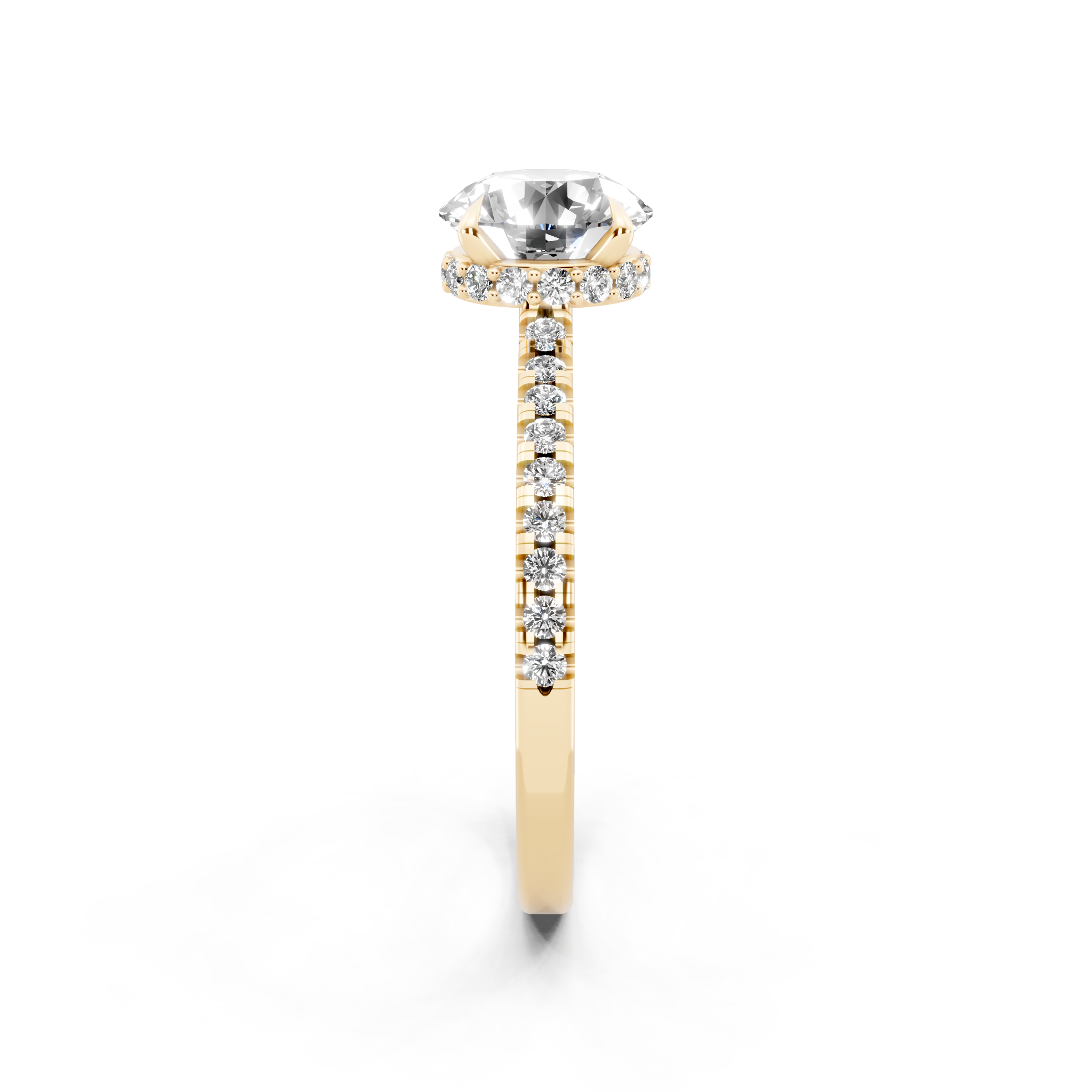 Round Center Lab Grown Diamond Bridal Ring with Pave Band