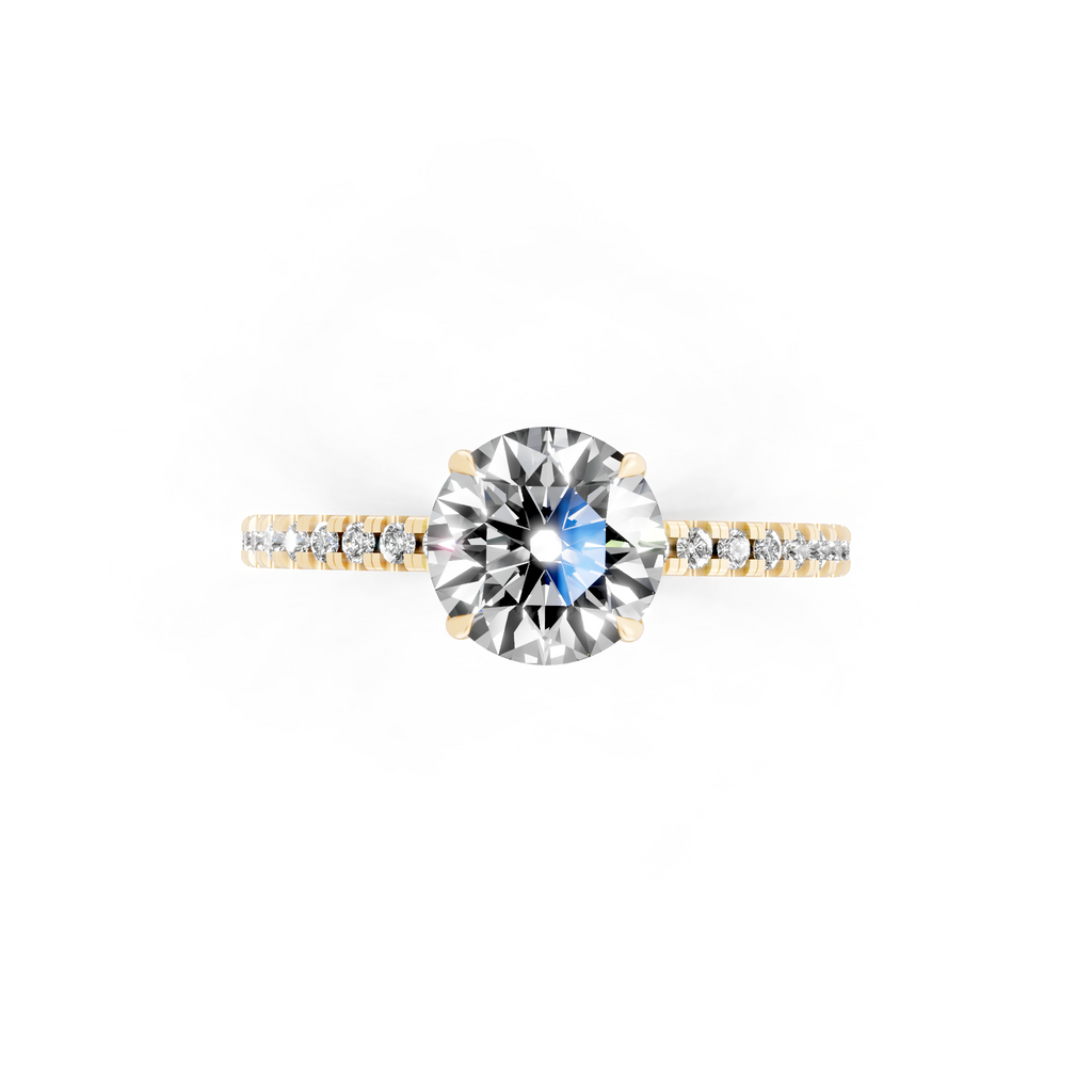 Round Center Lab Grown Diamond Bridal Ring with Pave Band