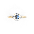Round Center Lab Grown Diamond Bridal Ring with Pave Band