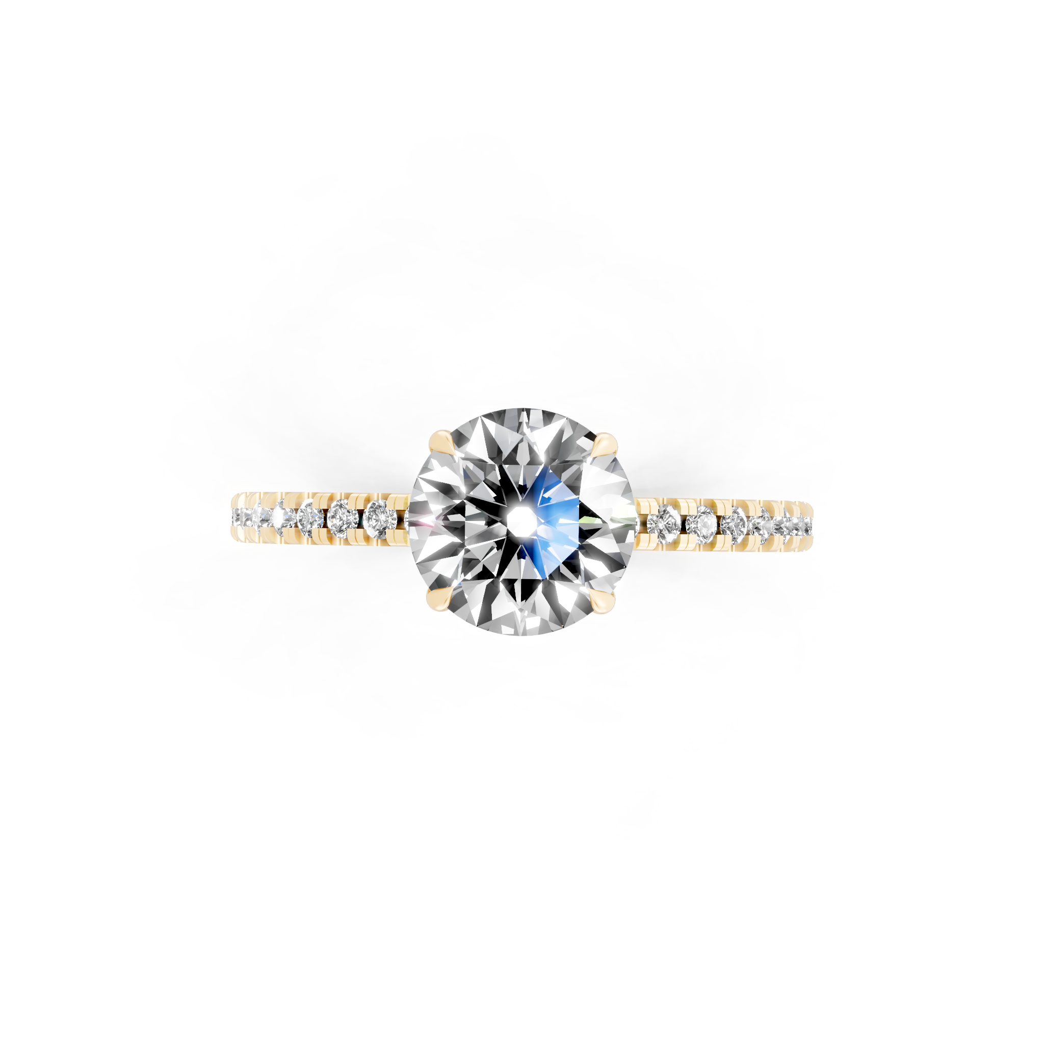 Round Center Lab Grown Diamond Bridal Ring with Pave Band