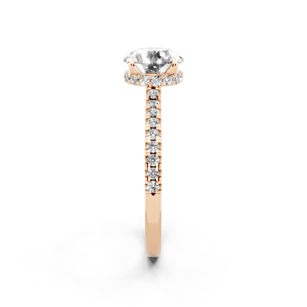 Round Center Lab Grown Diamond Bridal Ring with Pave Band