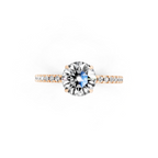 Round Center Lab Grown Diamond Bridal Ring with Pave Band