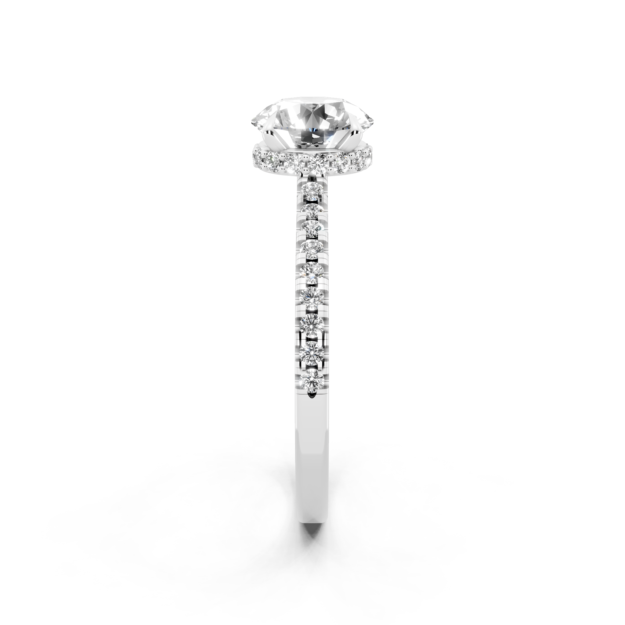 Round Center Lab Grown Diamond Bridal Ring with Pave Band