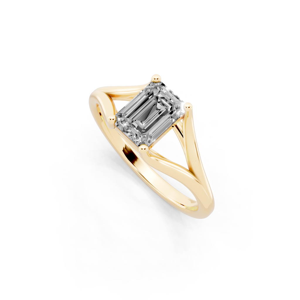 Premium Emerald Cut Lab Grown Diamond Statement Sculptural Design Ring
