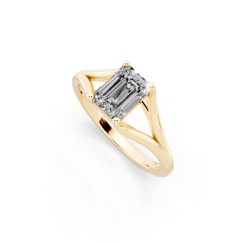 Premium Emerald Cut Lab Grown Diamond Statement Sculptural Design Ring
