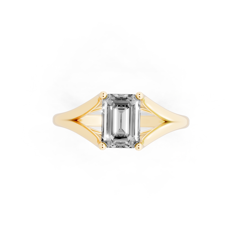 Premium Emerald Cut Lab Grown Diamond Statement Sculptural Design Ring