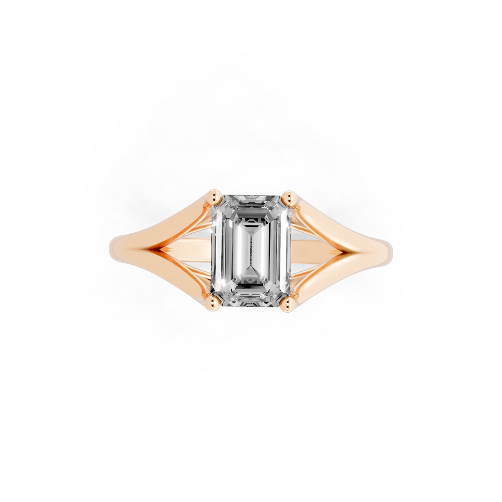 Premium Emerald Cut Lab Grown Diamond Statement Sculptural Design Ring
