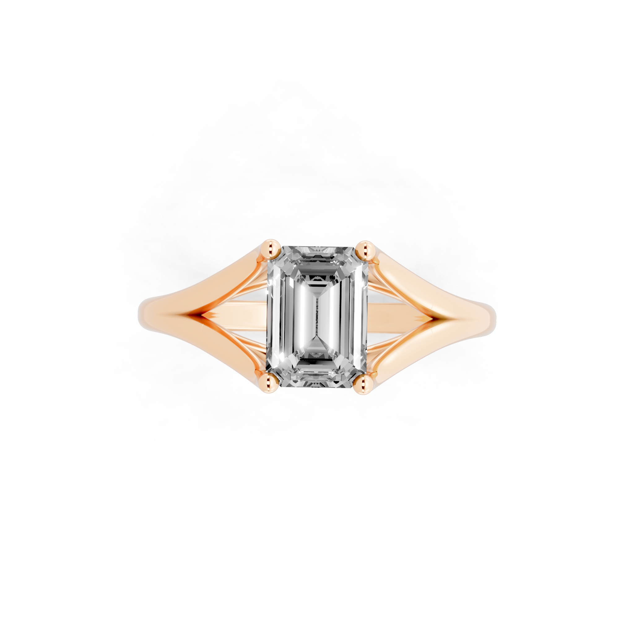 Premium Emerald Cut Lab Grown Diamond Statement Sculptural Design Ring