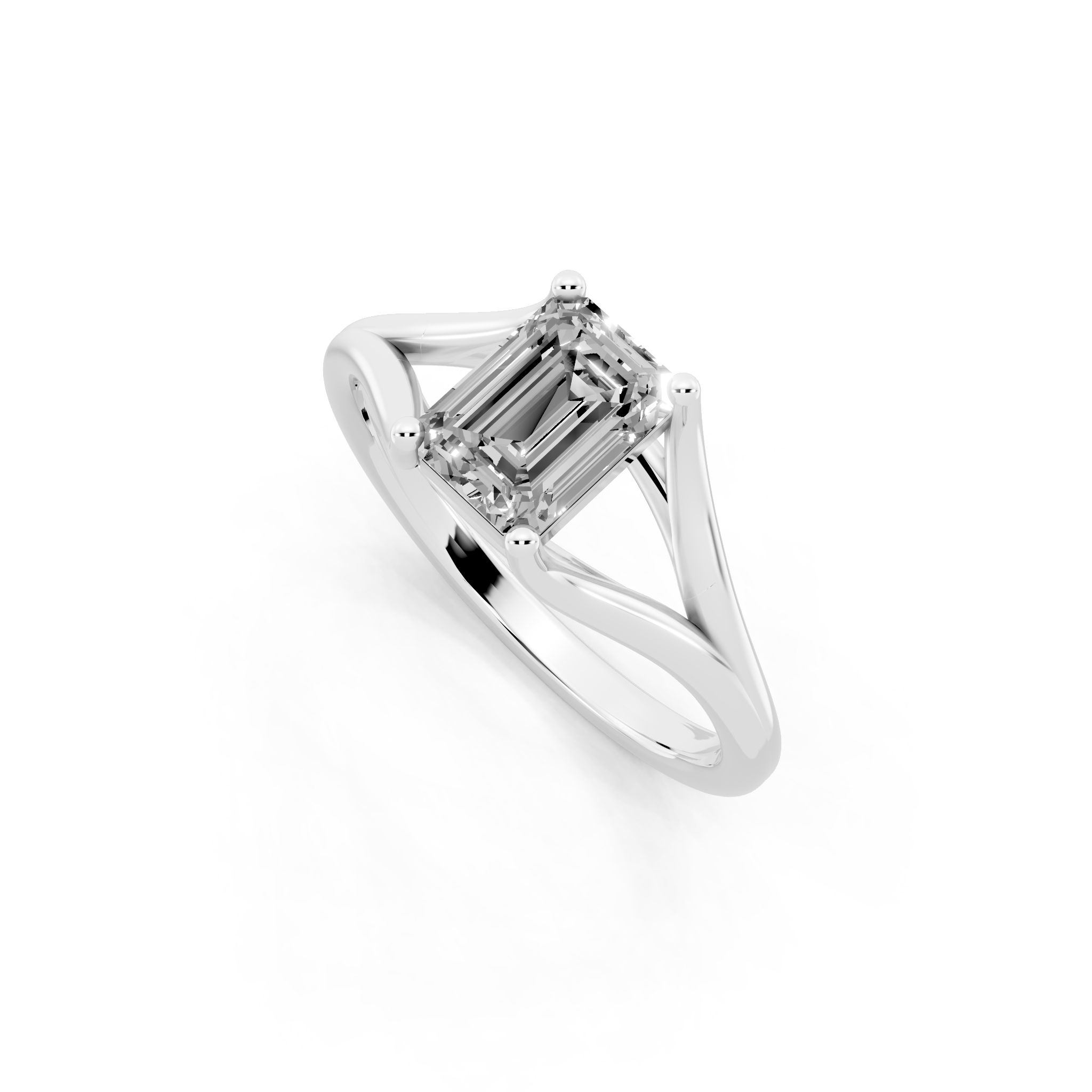 Premium Emerald Cut Lab Grown Diamond Statement Sculptural Design Ring