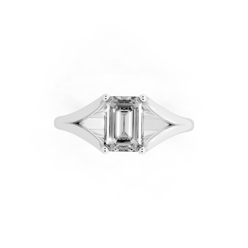 Premium Emerald Cut Lab Grown Diamond Statement Sculptural Design Ring