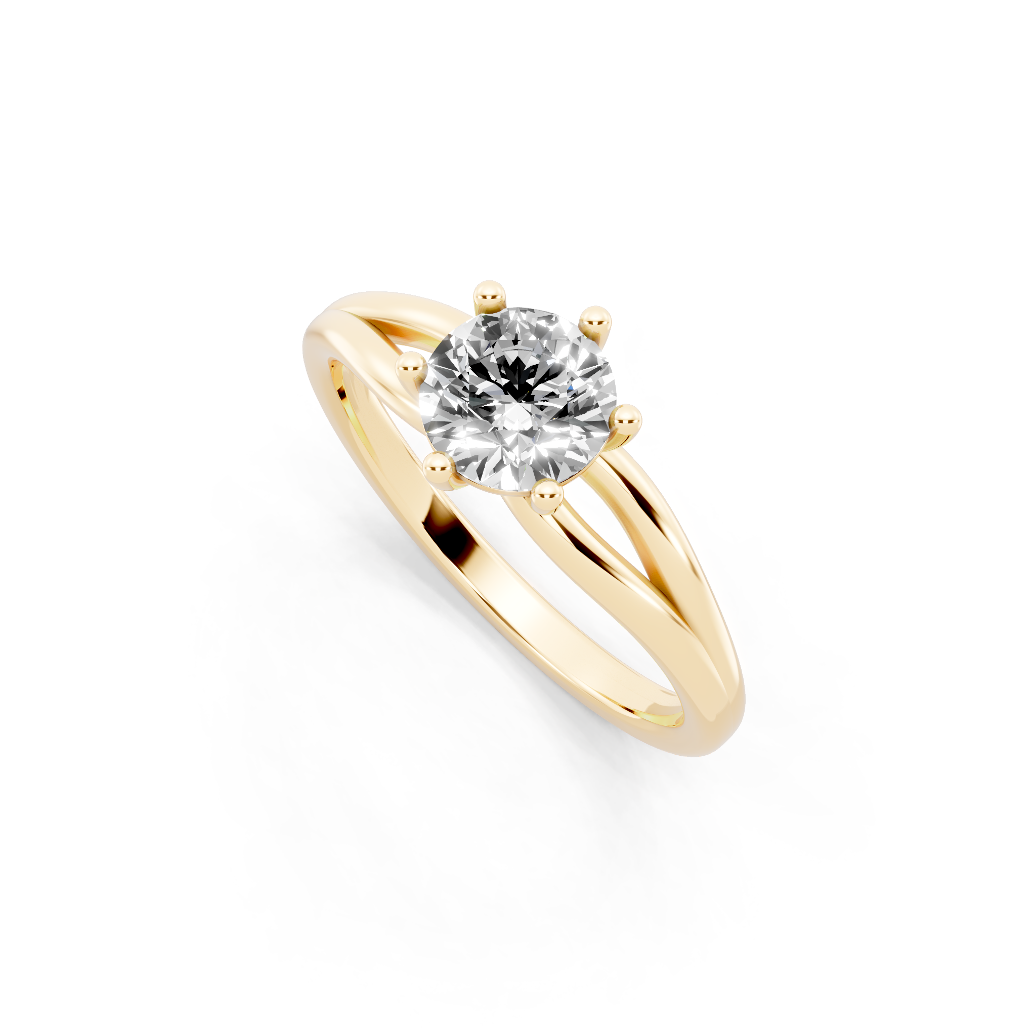 Aurelia Crest Round Lab Grown Diamond Solitaire Split-Shank Ring