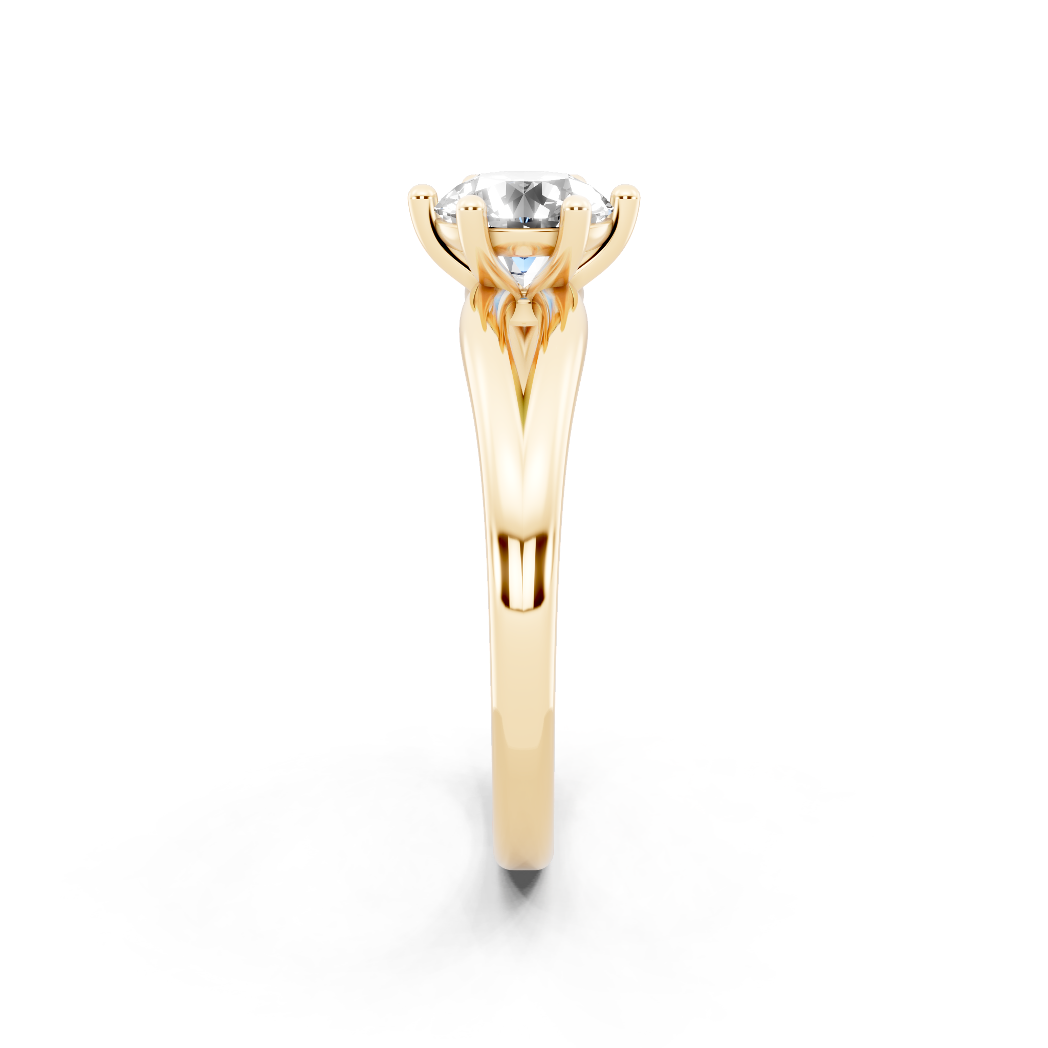 Aurelia Crest Round Lab Grown Diamond Solitaire Split-Shank Ring