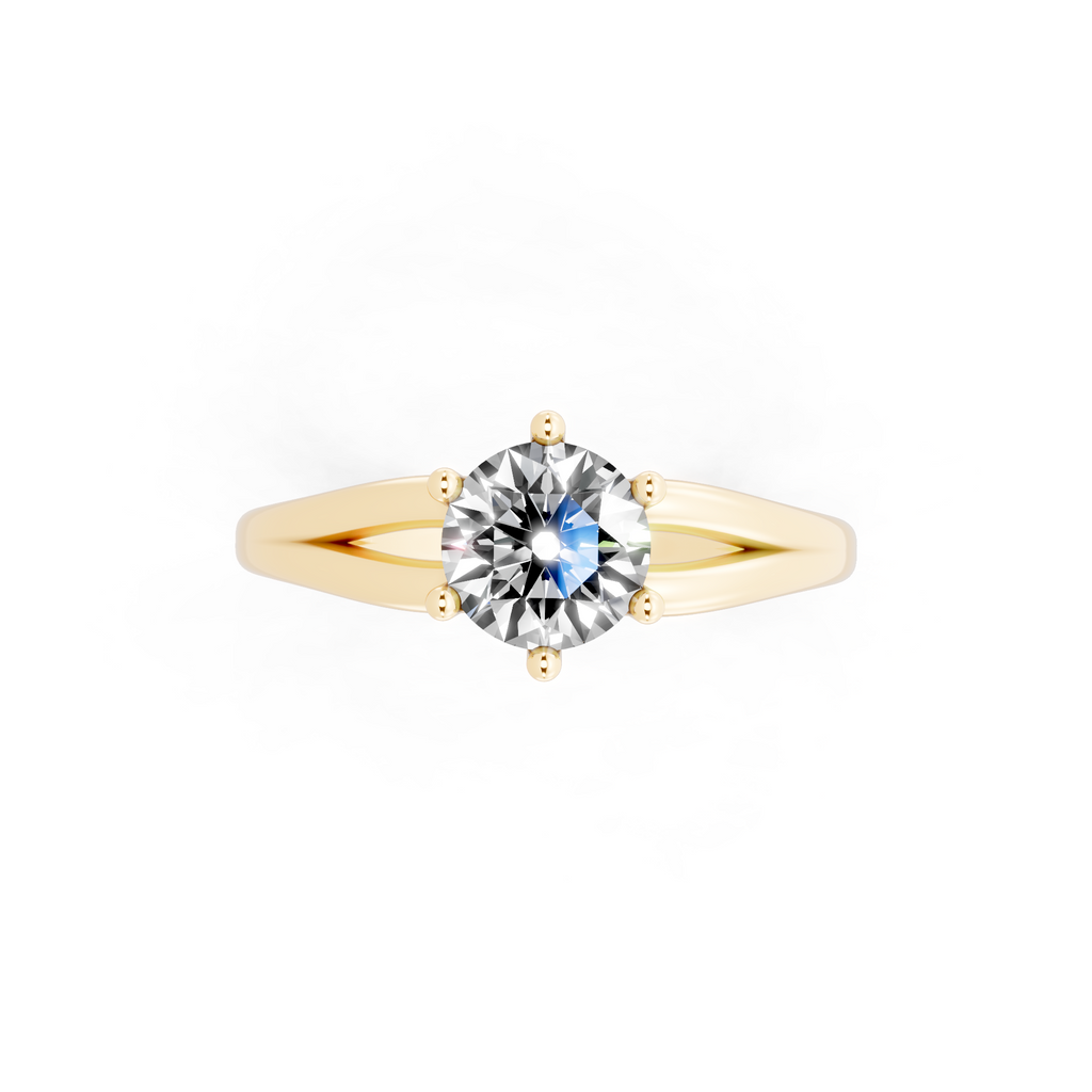 Aurelia Crest Round Lab Grown Diamond Solitaire Split-Shank Ring