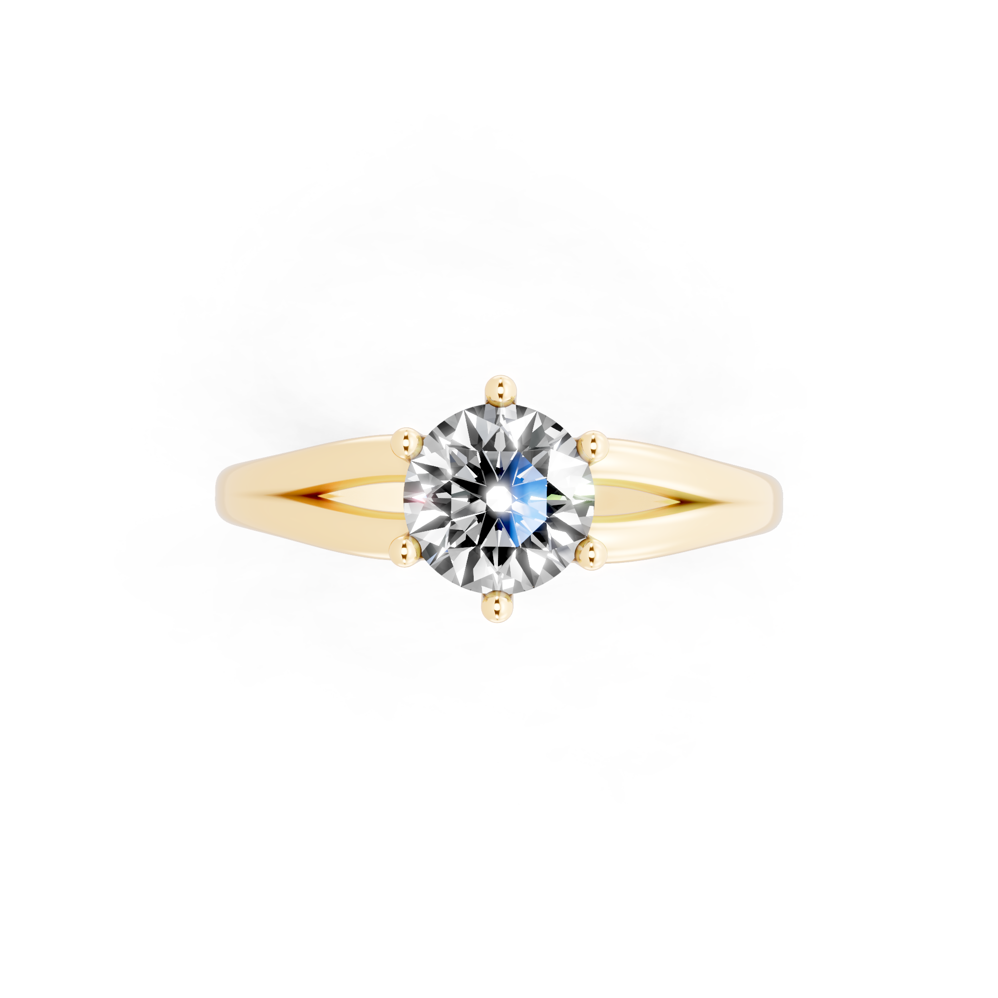 Aurelia Crest Round Lab Grown Diamond Solitaire Split-Shank Ring