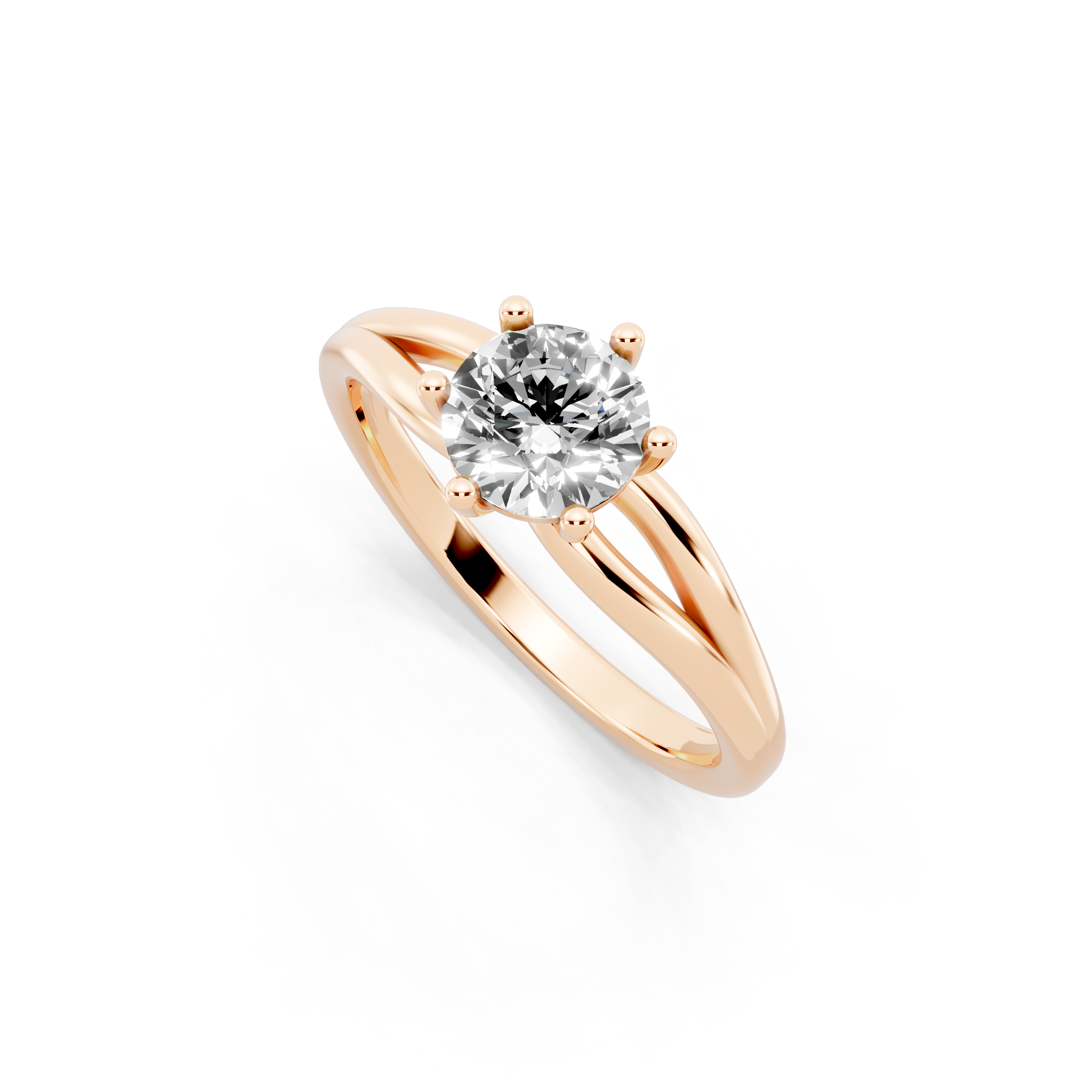Aurelia Crest Round Lab Grown Diamond Solitaire Split-Shank Ring