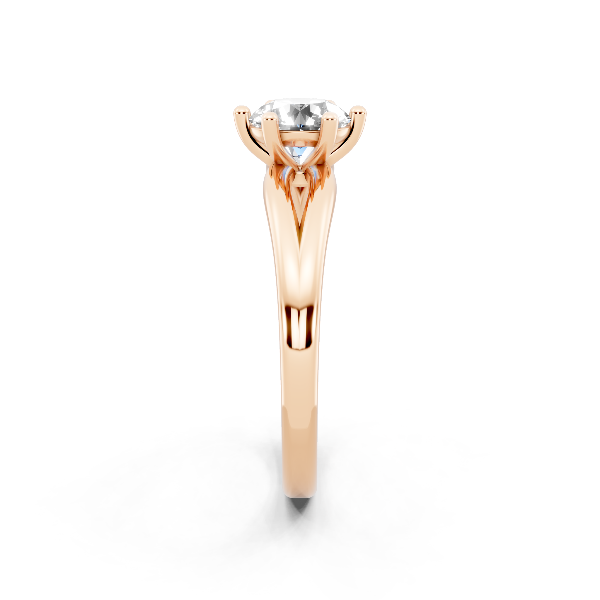 Aurelia Crest Round Lab Grown Diamond Solitaire Split-Shank Ring