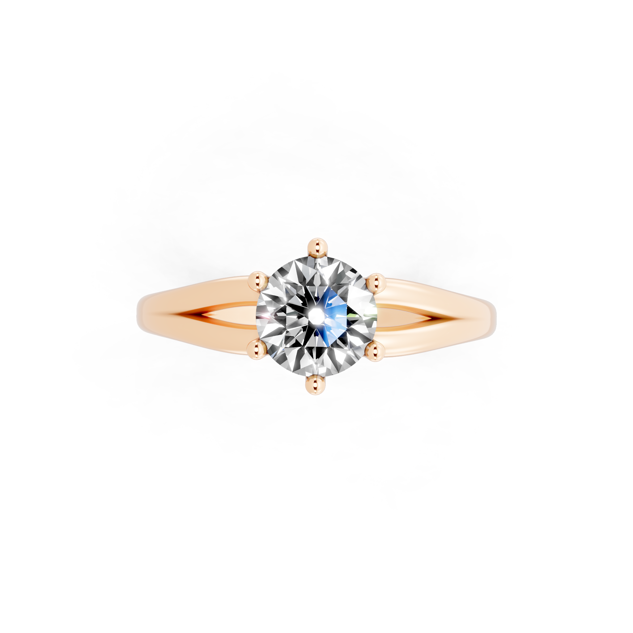 Aurelia Crest Round Lab Grown Diamond Solitaire Split-Shank Ring