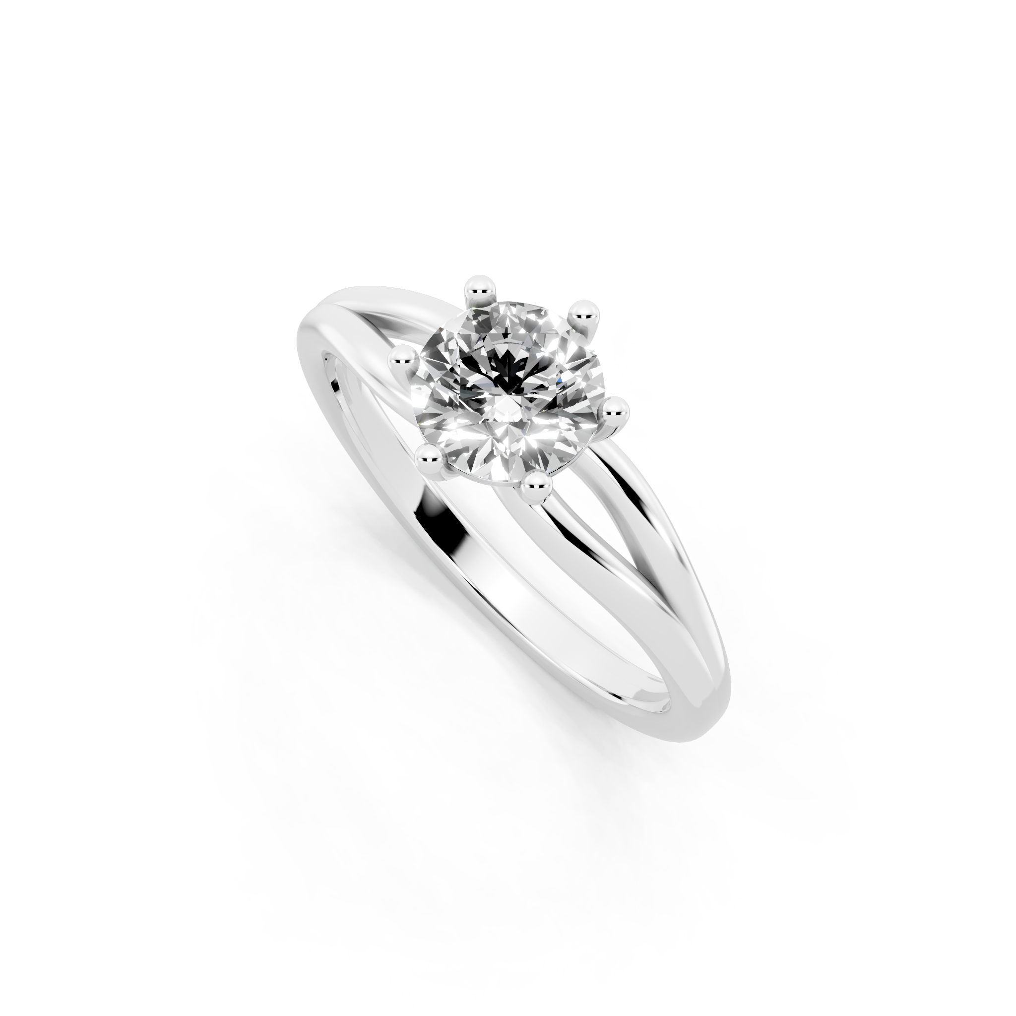 Aurelia Crest Round Lab Grown Diamond Solitaire Split-Shank Ring