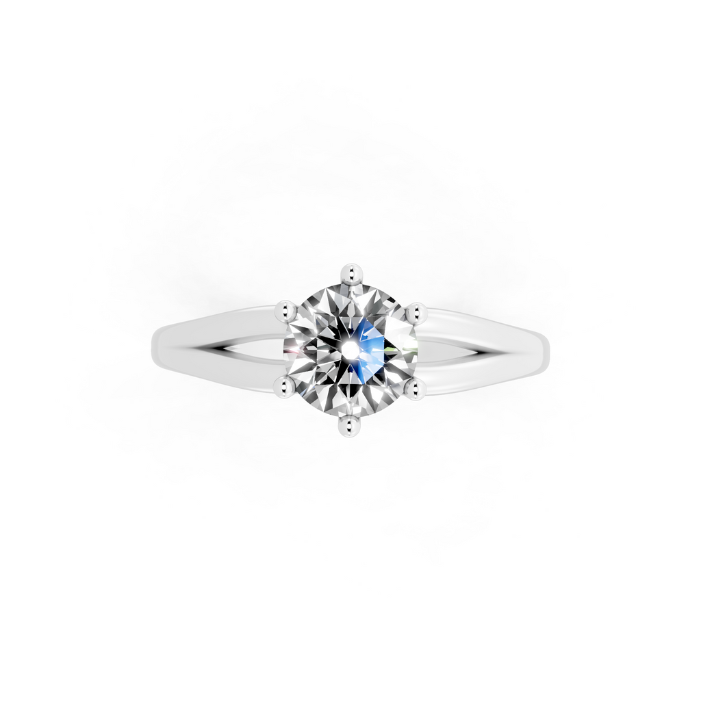 Aurelia Crest Round Lab Grown Diamond Solitaire Split-Shank Ring