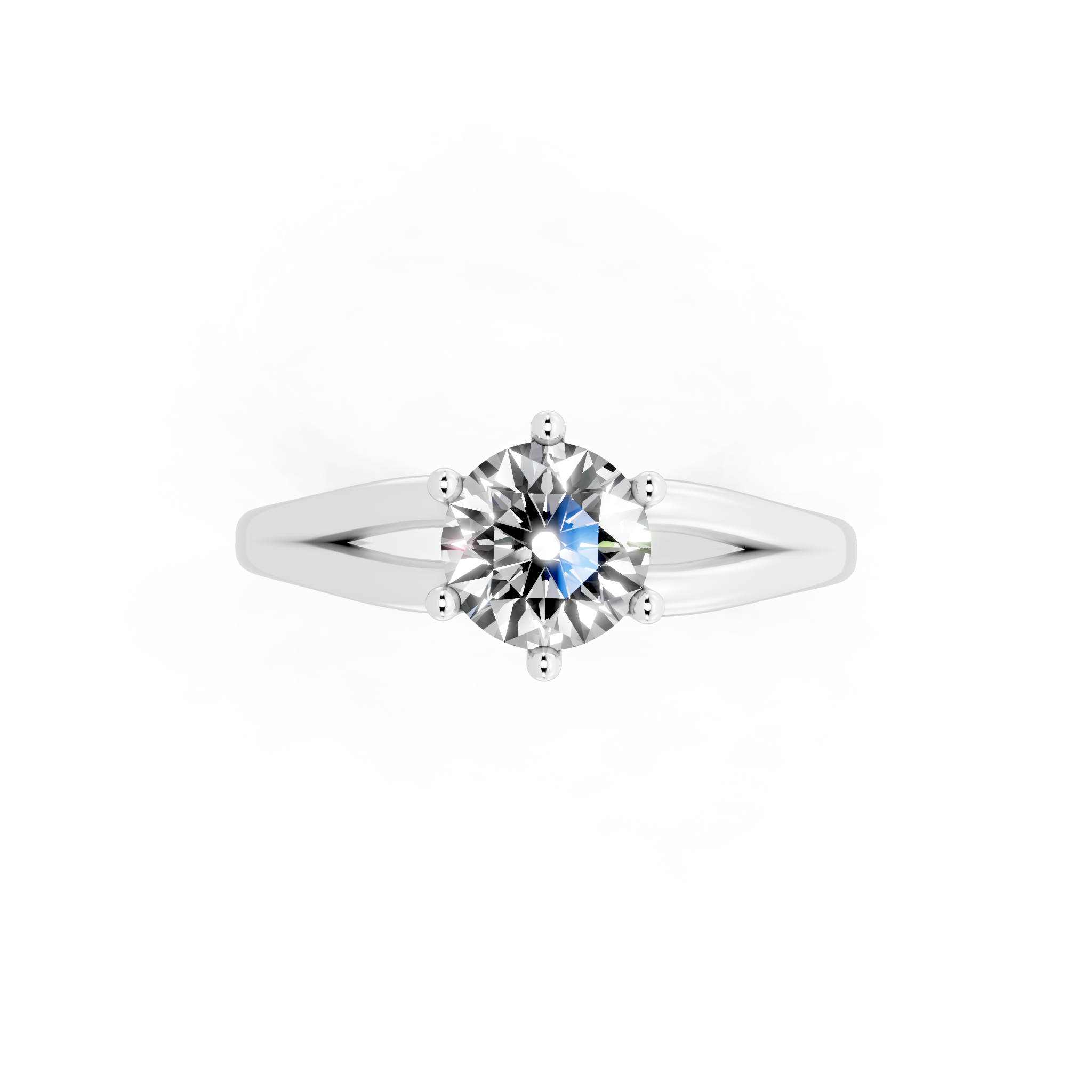 Aurelia Crest Round Lab Grown Diamond Solitaire Split-Shank Ring