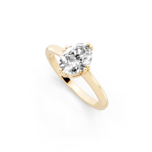Modern Oval Lab Grown Diamond Solitaire Ring in Yellow, White, Rose Gold