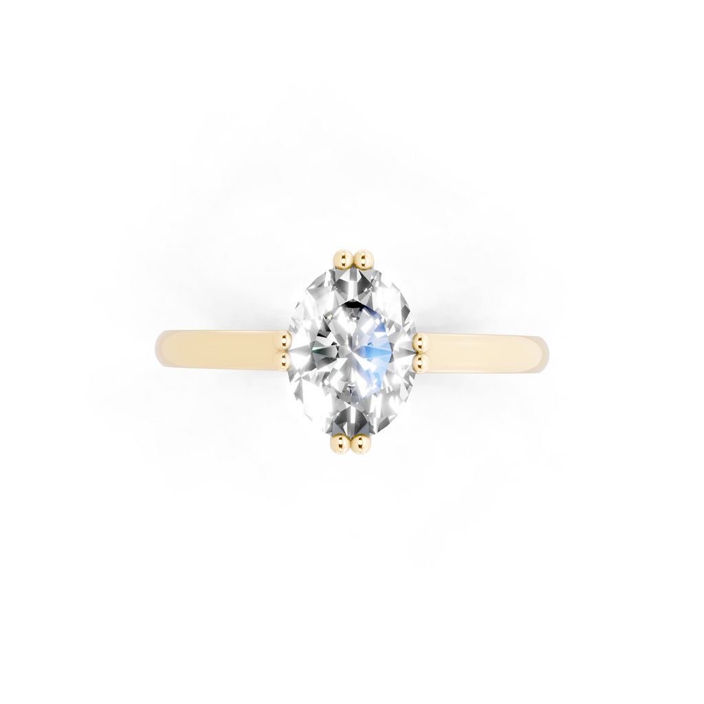 Modern Oval Lab Grown Diamond Solitaire Ring in Yellow, White, Rose Gold