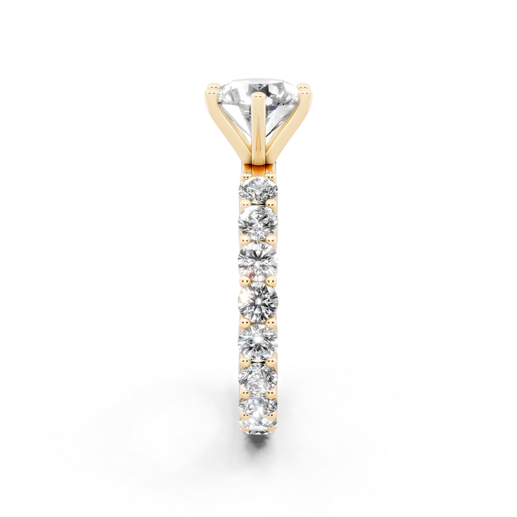 Modern Round Cut Lab Grown Diamond Center Stone Ring with Sparkling Shoulder Accents
