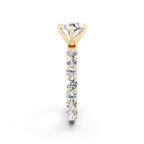 Modern Round Cut Lab Grown Diamond Center Stone Ring with Sparkling Shoulder Accents