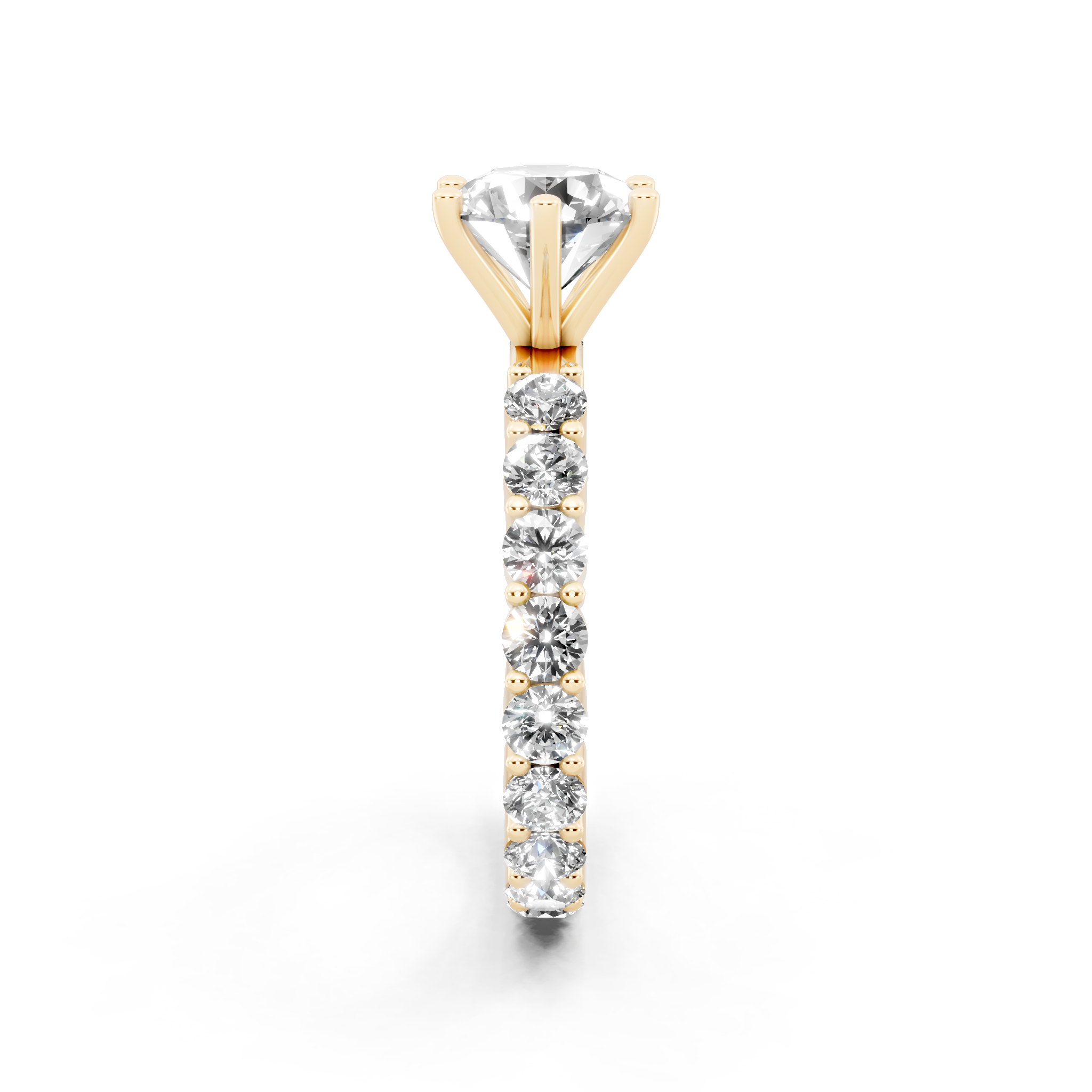 Modern Round Cut Lab Grown Diamond Center Stone Ring with Sparkling Shoulder Accents