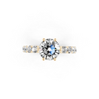 Modern Round Cut Lab Grown Diamond Center Stone Ring with Sparkling Shoulder Accents