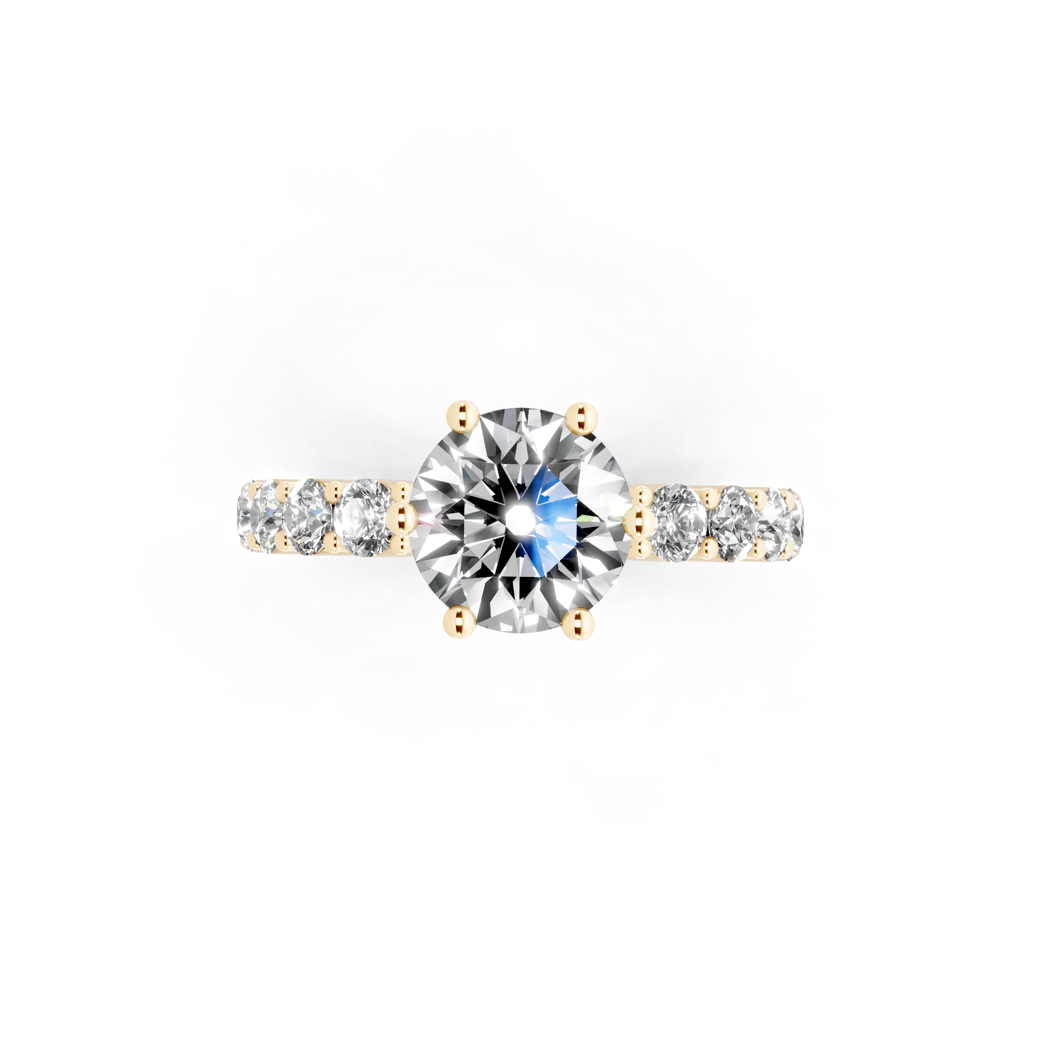 Modern Round Cut Lab Grown Diamond Center Stone Ring with Sparkling Shoulder Accents