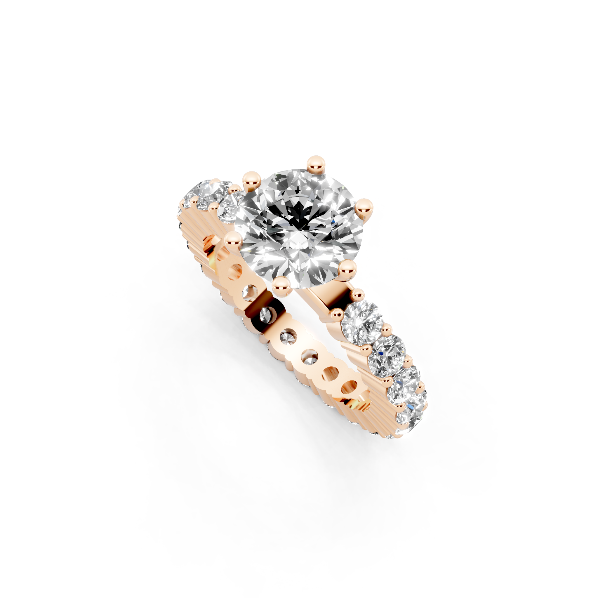 Modern Round Cut Lab Grown Diamond Center Stone Ring with Sparkling Shoulder Accents