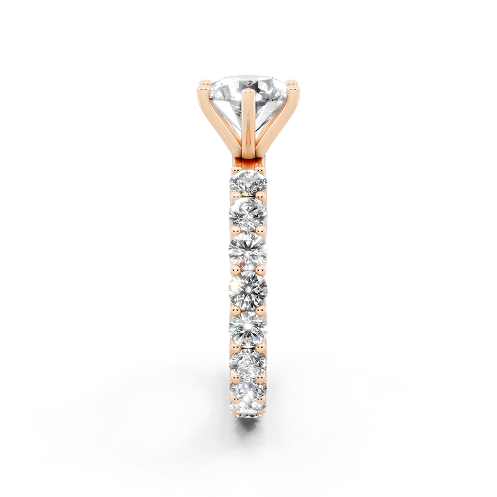 Modern Round Cut Lab Grown Diamond Center Stone Ring with Sparkling Shoulder Accents