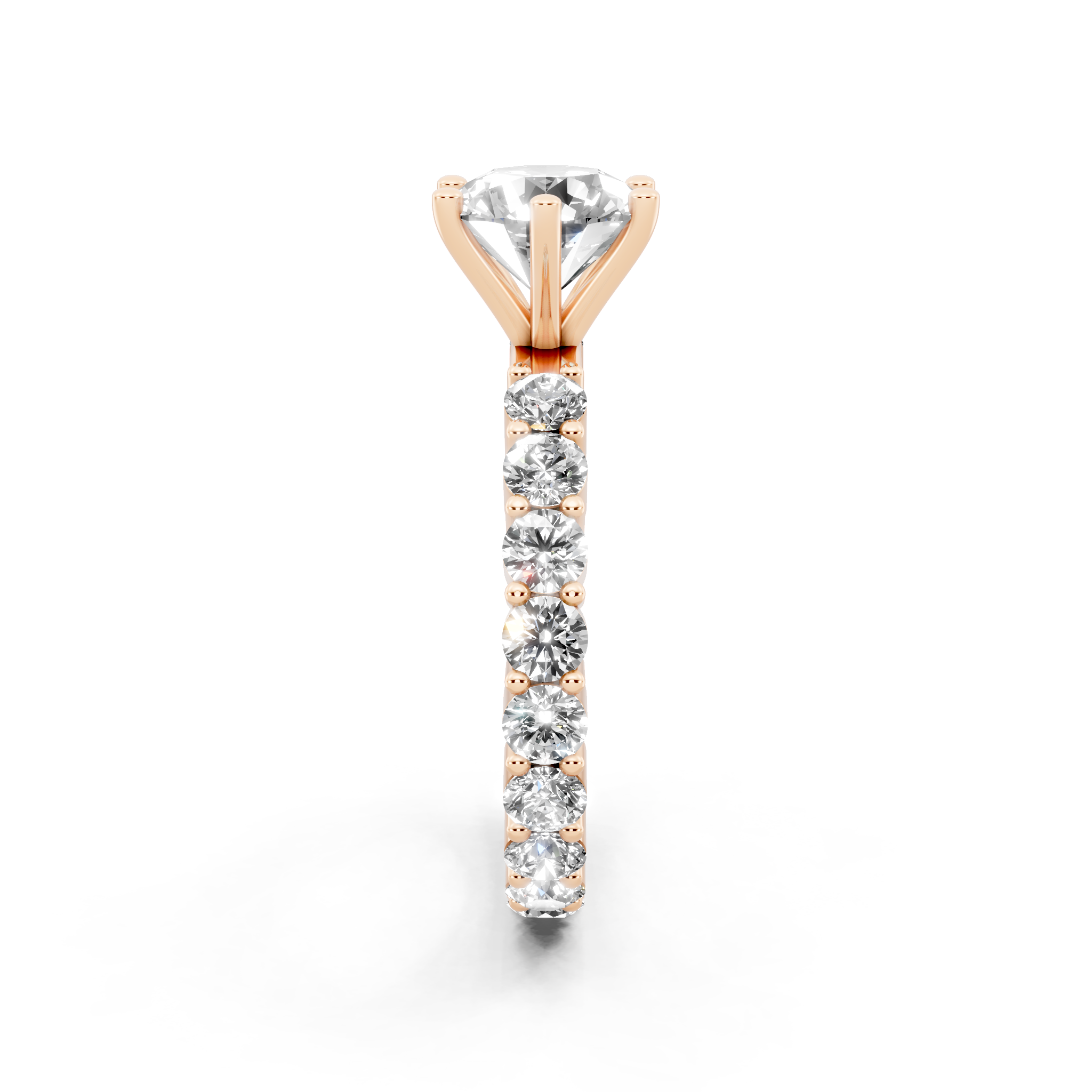 Modern Round Cut Lab Grown Diamond Center Stone Ring with Sparkling Shoulder Accents
