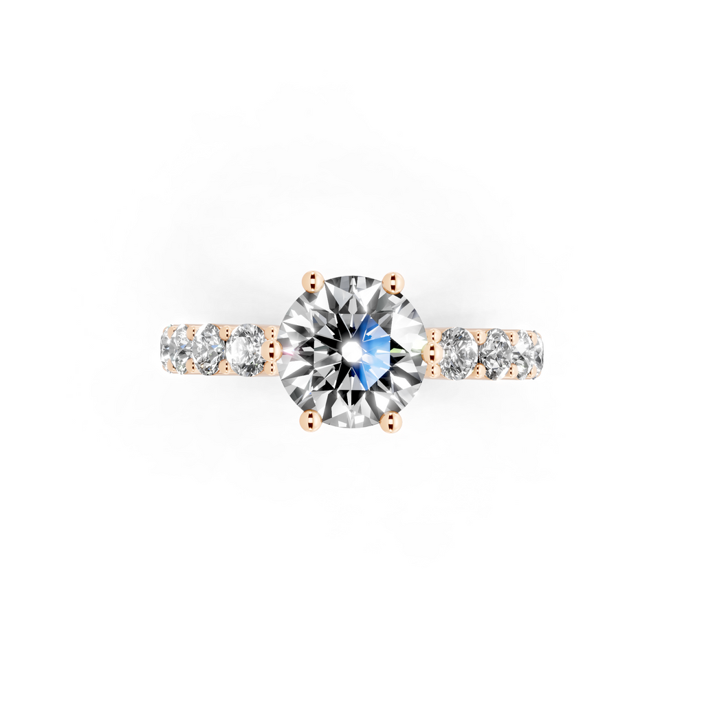 Modern Round Cut Lab Grown Diamond Center Stone Ring with Sparkling Shoulder Accents