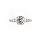 Modern Round Cut Lab Grown Diamond Center Stone Ring with Sparkling Shoulder Accents