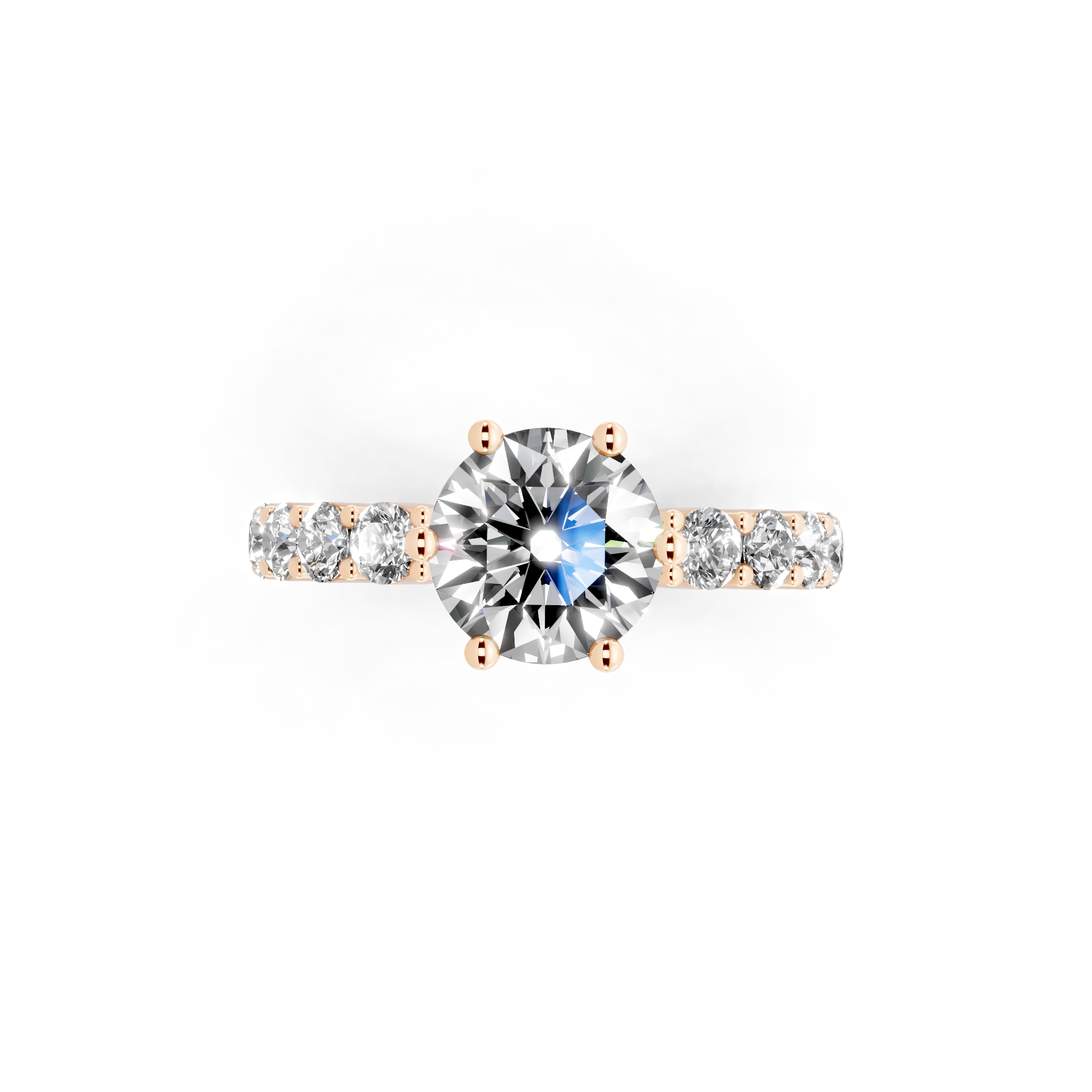 Modern Round Cut Lab Grown Diamond Center Stone Ring with Sparkling Shoulder Accents