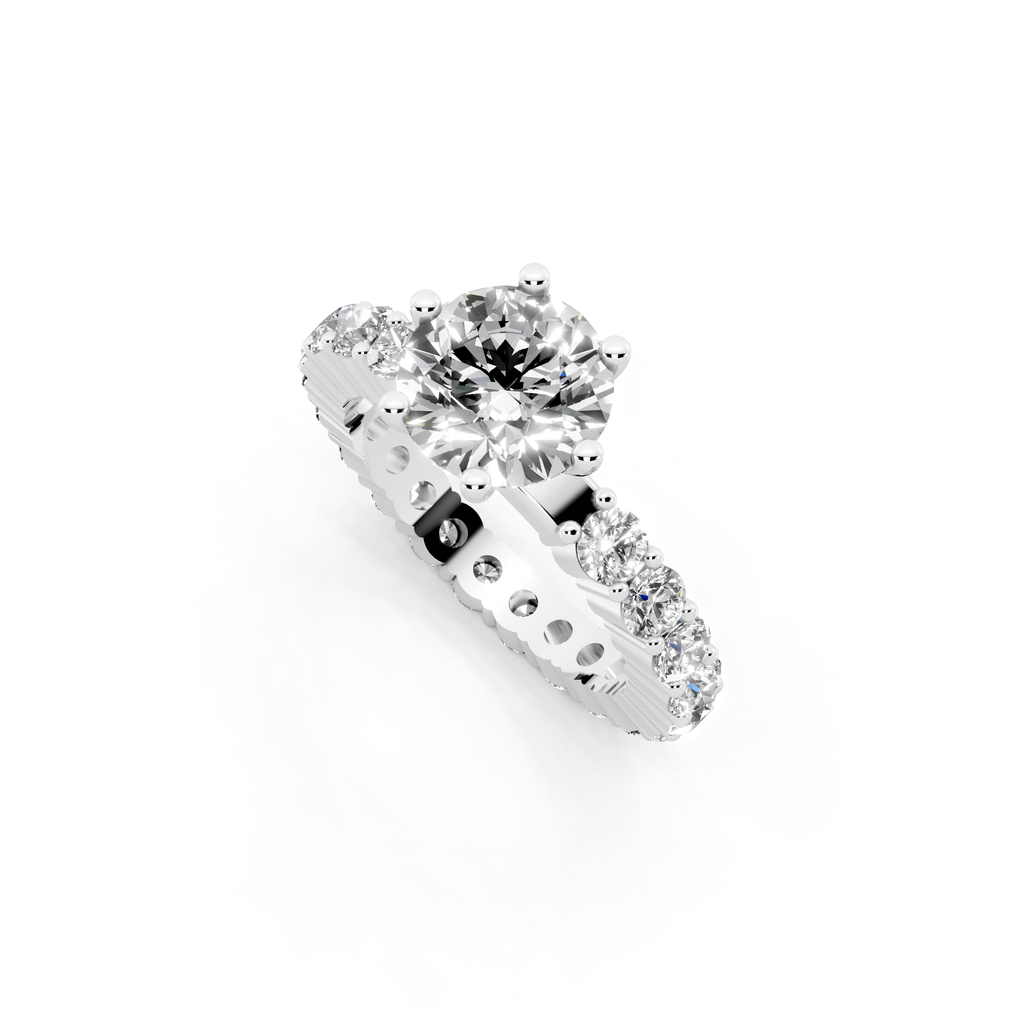 Modern Round Cut Lab Grown Diamond Center Stone Ring with Sparkling Shoulder Accents