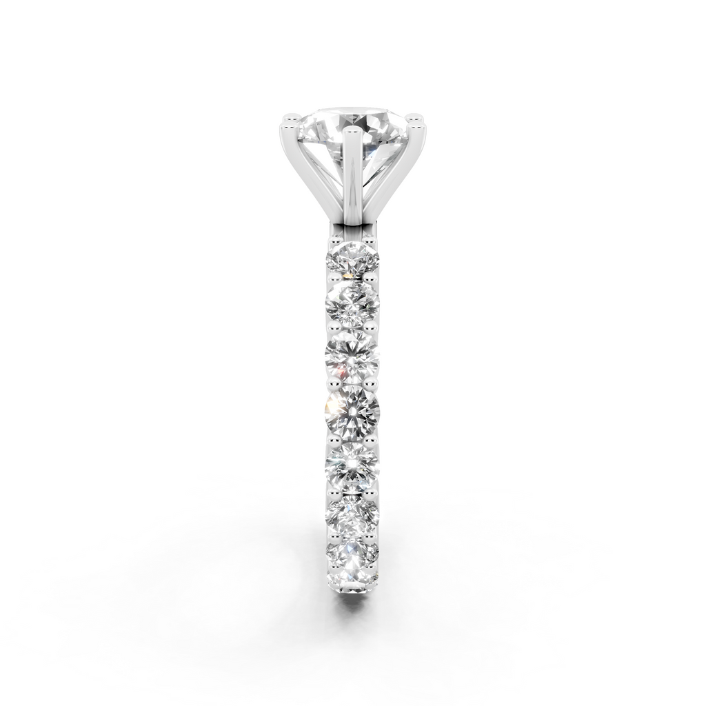 Modern Round Cut Lab Grown Diamond Center Stone Ring with Sparkling Shoulder Accents