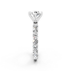 Modern Round Cut Lab Grown Diamond Center Stone Ring with Sparkling Shoulder Accents