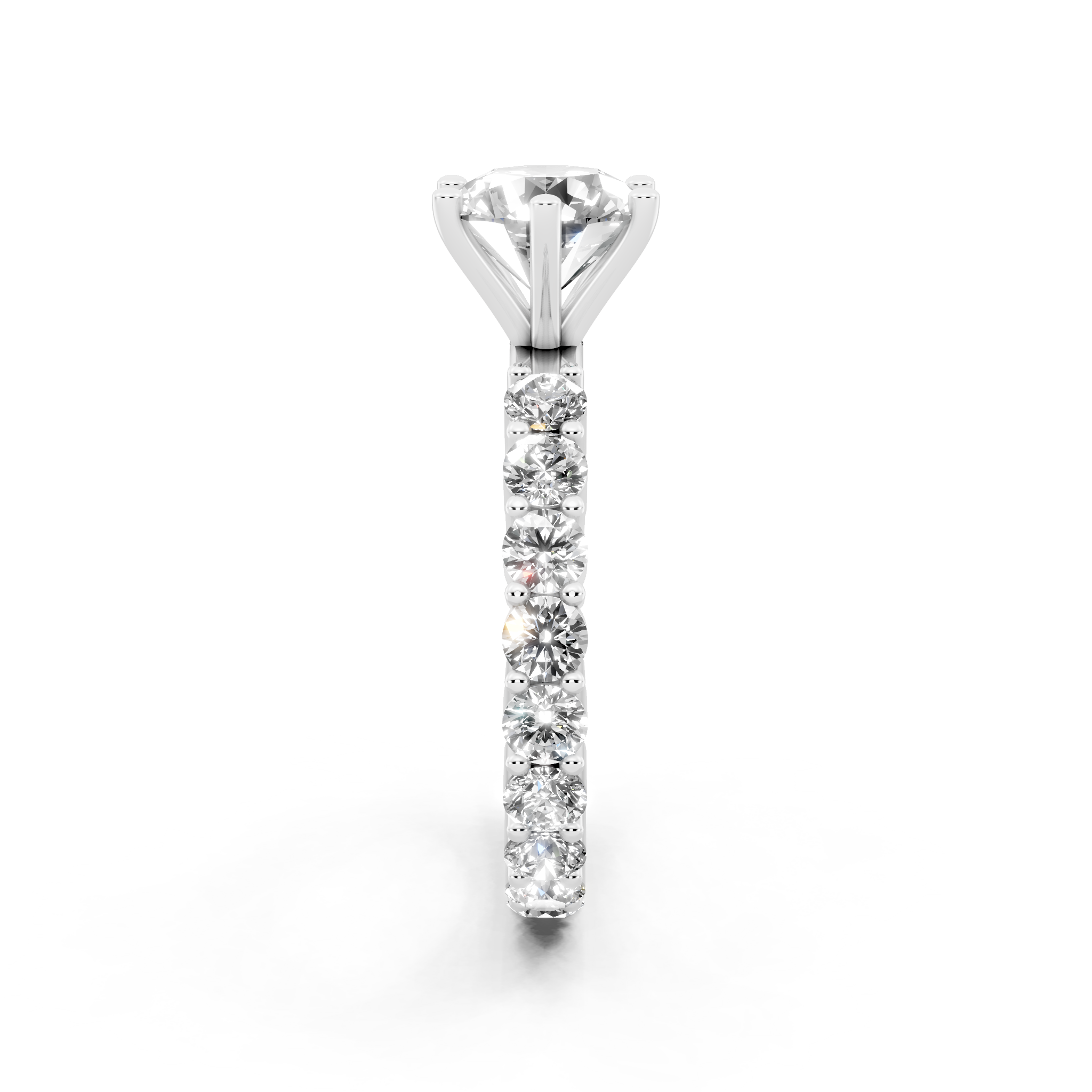 Modern Round Cut Lab Grown Diamond Center Stone Ring with Sparkling Shoulder Accents