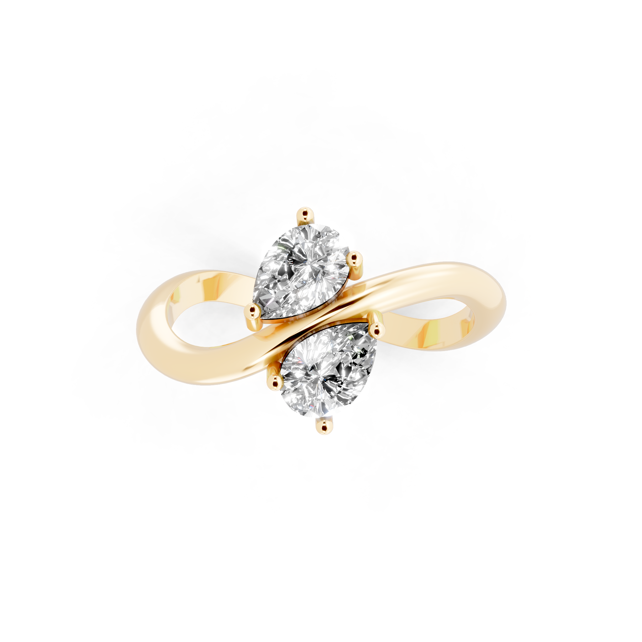Modern Avelisse Twin Pear Cut Lab Grown Diamond Toi et Moi Ring