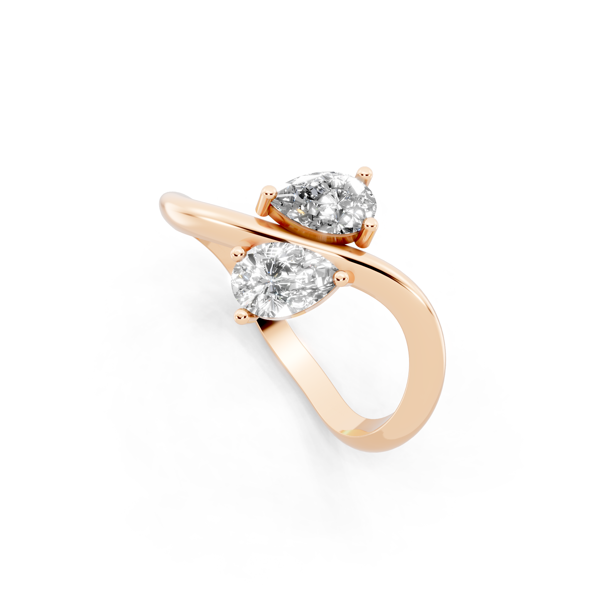 Modern Avelisse Twin Pear Cut Lab Grown Diamond Toi et Moi Ring