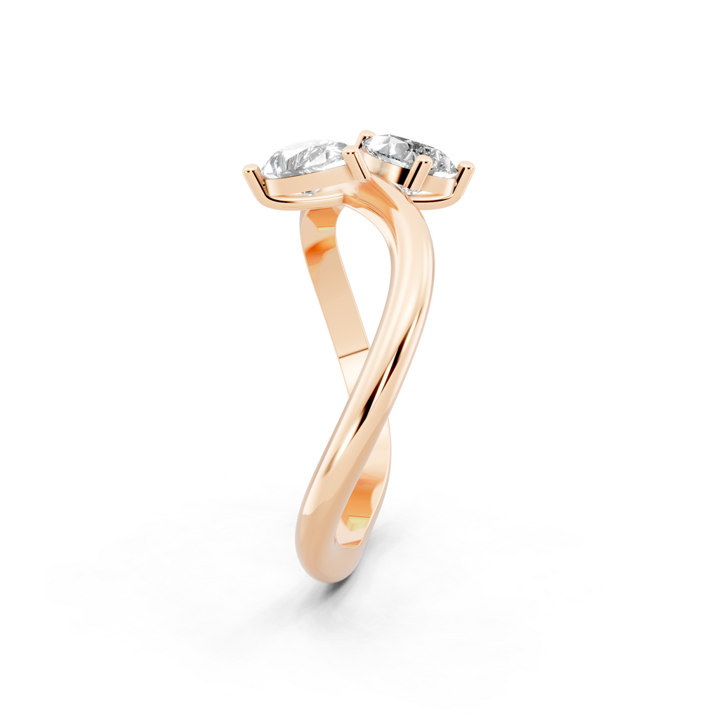 Modern Avelisse Twin Pear Cut Lab Grown Diamond Toi et Moi Ring