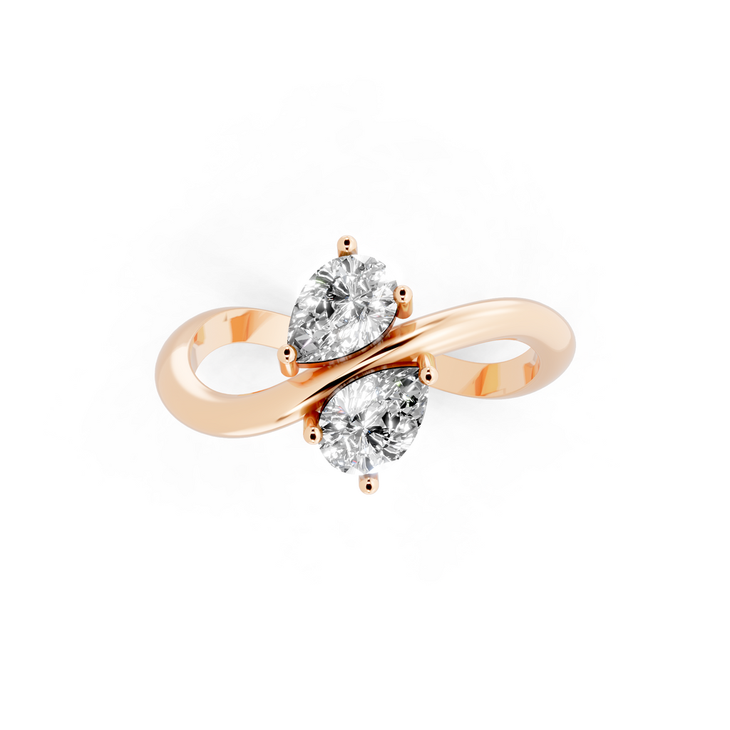 Modern Avelisse Twin Pear Cut Lab Grown Diamond Toi et Moi Ring