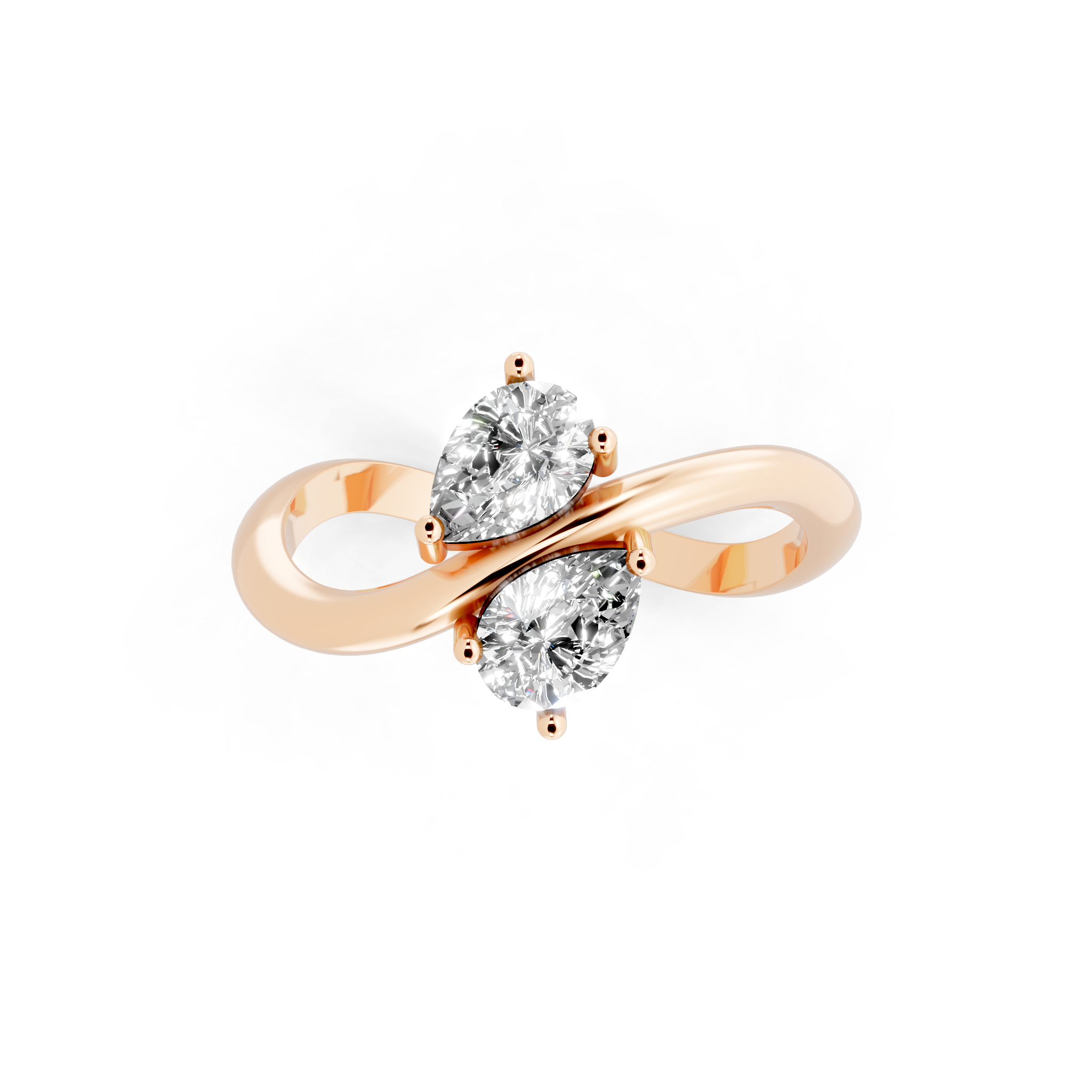 Modern Avelisse Twin Pear Cut Lab Grown Diamond Toi et Moi Ring