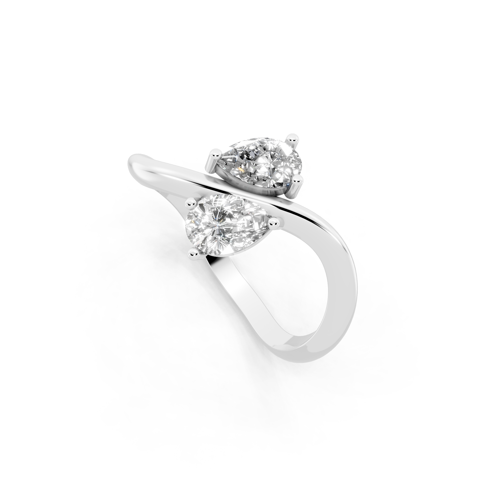 Modern Avelisse Twin Pear Cut Lab Grown Diamond Toi et Moi Ring