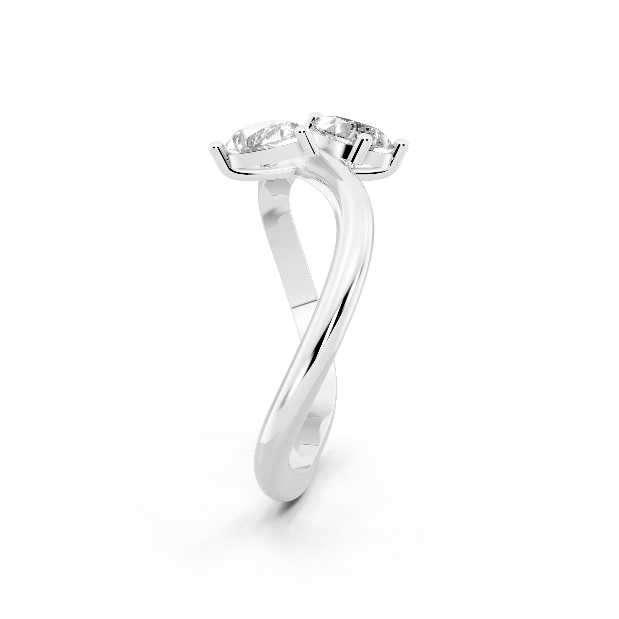 Modern Avelisse Twin Pear Cut Lab Grown Diamond Toi et Moi Ring