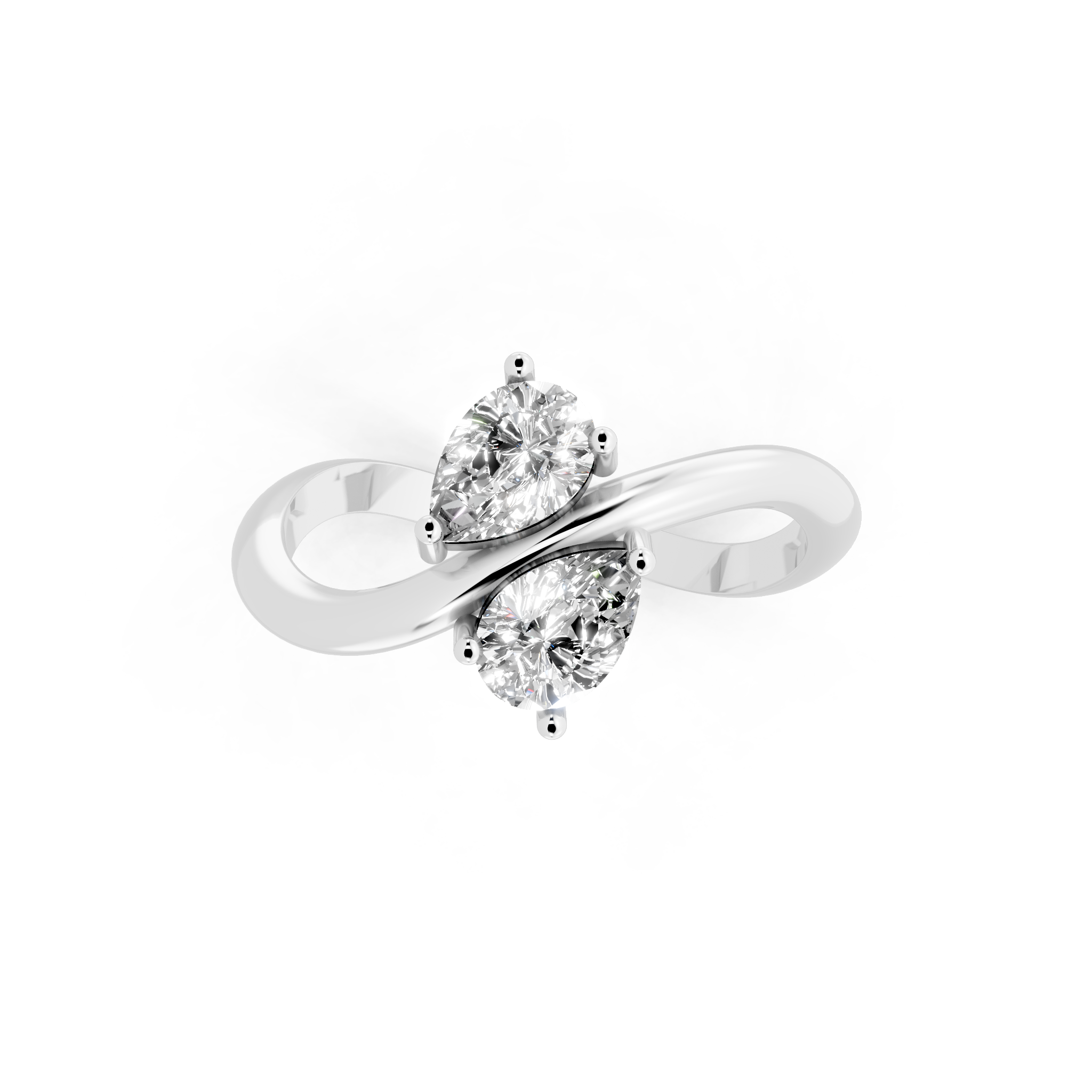 Modern Avelisse Twin Pear Cut Lab Grown Diamond Toi et Moi Ring